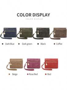 Retro Folding Wallet With Zipper Multifunctional Women's Wallet Made Of High-Quality PU Leather