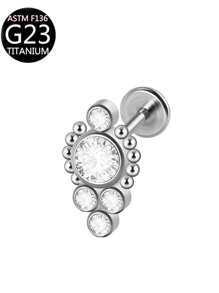 1 pièce Boucle d'oreille en titane G23 et F136 avec strass, anneau de lèvre à filetage interne 16G, bijoux pour piercings
