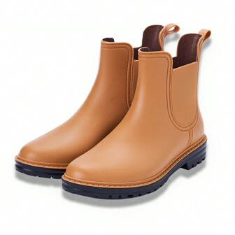 Women's Waterproof, Non-Slip Outdoor Rain Boots - Chelsea Style, Simple & Comfortable Solid Color - Fashion Casual Design - Thick Sole Rubber Boots For Rainy Days - Suitable For Women To Wear Year-Round - Elastic Decoration, Easy To Put On And Take Off - Perfect For Kitchen Work, Outdoor Activities, And Daily Wear - Ideal Gift For Rainy Season