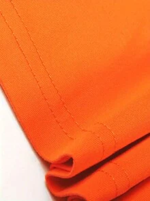 Ensemble deux pièces de t-shirt à manches courtes imprimé col rond et short moulant grande taille pour le printemps/été - Orange - Voir 5