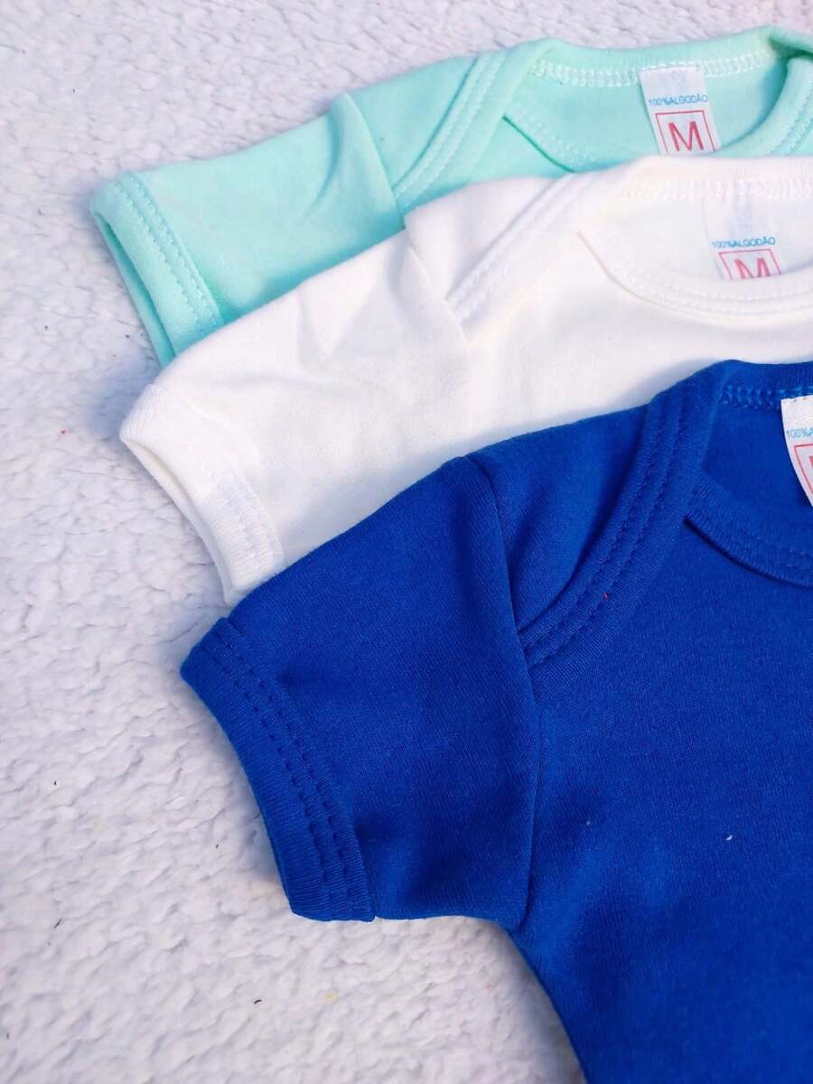 Promotion KIT 3 Plain Short Sleeve Baby Bodysuits (Assorted Colors) - Royal Blue - View 1