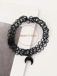 1pc Adjustable Moon Pendant Necklace, Gothic Style Hollow Design, Vintage Women Necklace Suitable For Daily Wear And Festivals (Elastic)