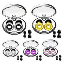 Noise Cancelling Silent Metallic Silicone Earplugs Loop Ring Ear Plugs For Sleep Swim - Gold & Purple - View 10