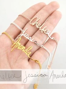 Pulseira Personalizada com Nome Personalizado, Pulseira de Aço Inoxidável Banhada a Ouro 18K, Nome da Família Personalizado, Pulseira Pingente com Assinatura, Presente do Dia das Mães, Presente do Dia dos Namorados, Presente Familiar