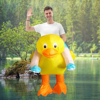 1 Disfraz inflable de pato de goma para ciclismo, conjunto deportivo, disfraz de uso diario, fiestas y reuniones