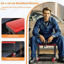 VA-Cerulean Workshop Rolling Seat, Workshop Stool, Rolling Stool With Storage, Workshop Seat Loadable Up To 150 Kg For Maintenance, Car And Machine Repairs, Workshop And Garage Work (Curved Model / Rectangular Model / Round Model)