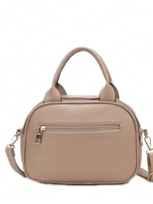 Modern Women's Handbag With Multiple Zippers For Carrying - Black - View 3