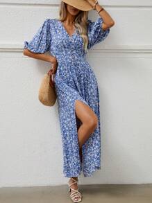 Women's Flowy Maxi Skirt Summer Casual Long Skirts - 藍色 - 查看 3