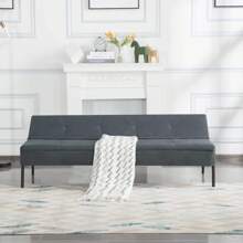 BSHTI 63 Inch Futon Sofa Bed,Polyester Fabric Futon Sleeper Sofa With Upholstered For Livingroom,Dark Gray - Dark Grey - View 5