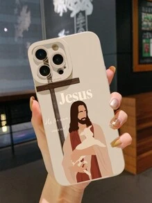 1 pieza Funda de teléfono con patrón de Jesús cargando un cordero, cubierta protectora anti-caídas compatible con Apple, compatible con Galaxy, compatible con Infinix, compatible con Redmi, compatible con OPPO, compatible con VIVO, compatible con Realme, a prueba de agua, a prueba de golpes, resistente a los arañazos, versión internacional, no la versión nacional - Beis - Ver 2