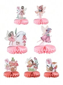 7pcs, Flower Fairy Honeycomb Decoration Set,Party Centerpieces For Table,Butterfly Flower Fairies Theme Party Decorations, Birthday Party Babe Shower Supplies Background Decoration - Multicolor - View 2