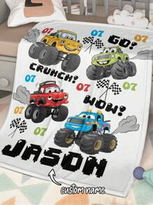 1 件定制数码印花法兰绒毯子，卡车宝贝（节日毯子、礼品毯子、柔软蓬松的多用途户外海滩露营客厅沙发宠物办公室毯子、法兰绒装饰节日毯子、舒适、温暖、柔软、定制、独特、个性化的理想礼物，适合他、她、男朋友）