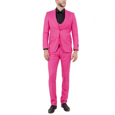 Mens Suit 3pc Linen Look Peak Lapel Jacket With Matching Double Breasted Vest  Pants For Weddings, Prom, Graduations, Etc Suit Set