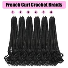Franse krul haak vlechten 18 inch 1/6 pakken Goddess Box Braids haak haar voorgeluste Franse krullende vlecht haar haak box vlechten met krullende golvende uiteinden synthetische haarextensies