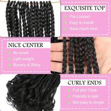 Franse krul haak vlechten 18 inch 1/6 pakken Goddess Box Braids haak haar voorgeluste Franse krullende vlecht haar haak box vlechten met krullende golvende uiteinden synthetische haarextensies