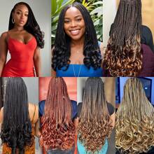 Franse krul haak vlechten 18 inch 1/6 pakken Goddess Box Braids haak haar voorgeluste Franse krullende vlecht haar haak box vlechten met krullende golvende uiteinden synthetische haarextensies