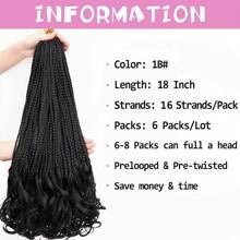 Franse krul haak vlechten 18 inch 1/6 pakken Goddess Box Braids haak haar voorgeluste Franse krullende vlecht haar haak box vlechten met krullende golvende uiteinden synthetische haarextensies
