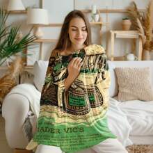 1 manta de franela acogedora con estampado de sobres de 300 g, diseño estilo grafiti, suave y cálida para sofá, cama, viajes, camping, duradera, no se desprende, absorbe el agua, ideal para San Valentín, Pascua, Día de la Mujer, Día de la Madre, Navidad