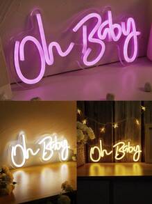 Chi-Buy 可爱 LED 霓虹灯字母灯牌“Oh Baby”、“Beauty”、“Bride To Be”，霓虹灯挂饰，家居装饰灯，USB 供电，适用于生日派对、新年、圣诞节、情人节装饰 - 彩色 - 查看 5