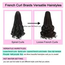 Franse krul haak vlechten 18 inch 1/6 pakken Goddess Box Braids haak haar voorgeluste Franse krullende vlecht haar haak box vlechten met krullende golvende uiteinden synthetische haarextensies