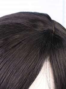 合成纤维耐热假发，带刘海，黑色卷发假发，20 英寸，高品质女士日常使用，自然美丽，柔软，初学者假发 - 黑色 - 查看 7
