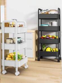 1 pieza Carrito multiuso de 4 capas de metal, antioxidante, estantería multiusos, con ruedas para almacenar aperitivos, artículos de baño, estante de almacenamiento de cocina, fácil de montar, adecuado para cocina, baño, sala de estar, estudio, función de drenaje, ideal para vacaciones, Día de la Madre - Multicolor - Ver 4
