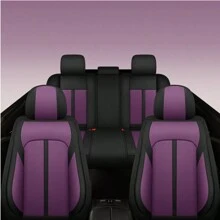 JDWBT Fundas Asientos Coche, Universal Juego de Fundas para Asientos de Coche, Funda Asiento para Delantero Trasero Completo 5 Asientos,Compatibles con la Mayoría de Las Camionetas SUV sedán - Morado - Ver 3