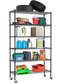 BestOffice 6 Tier Wire Shelving Unit With Wheels 2100LBS Capacity-18x48x82, Chrome - 黑色 - 查看 4