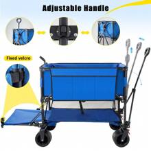 Folding Double Decker Garden Wagon,  Heavy Duty Collapsible Camping Wagon Cart With 54" Lower Decker, All-Terrain Big Wheels Support Up To  Black
