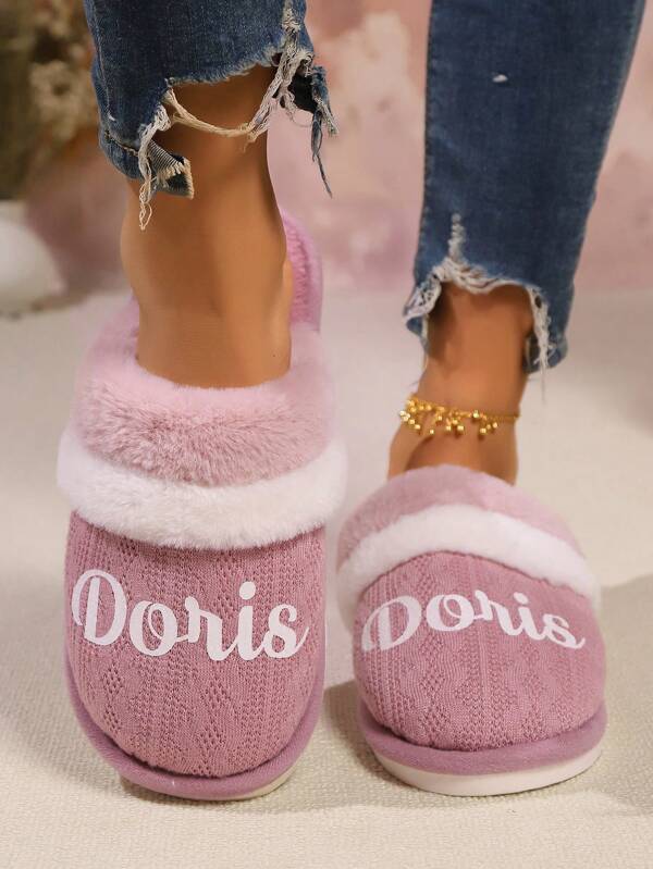 Personalized Gifts For Grandpa, Grandma, Dad, Mom - Christmas Slippers, Women's Plush Slippers, Men's Slippers, Personalized Bridesmaid Plush Slippers Gifts For Her, Boyfriend, Bride, Mom, Sisters, Dad
