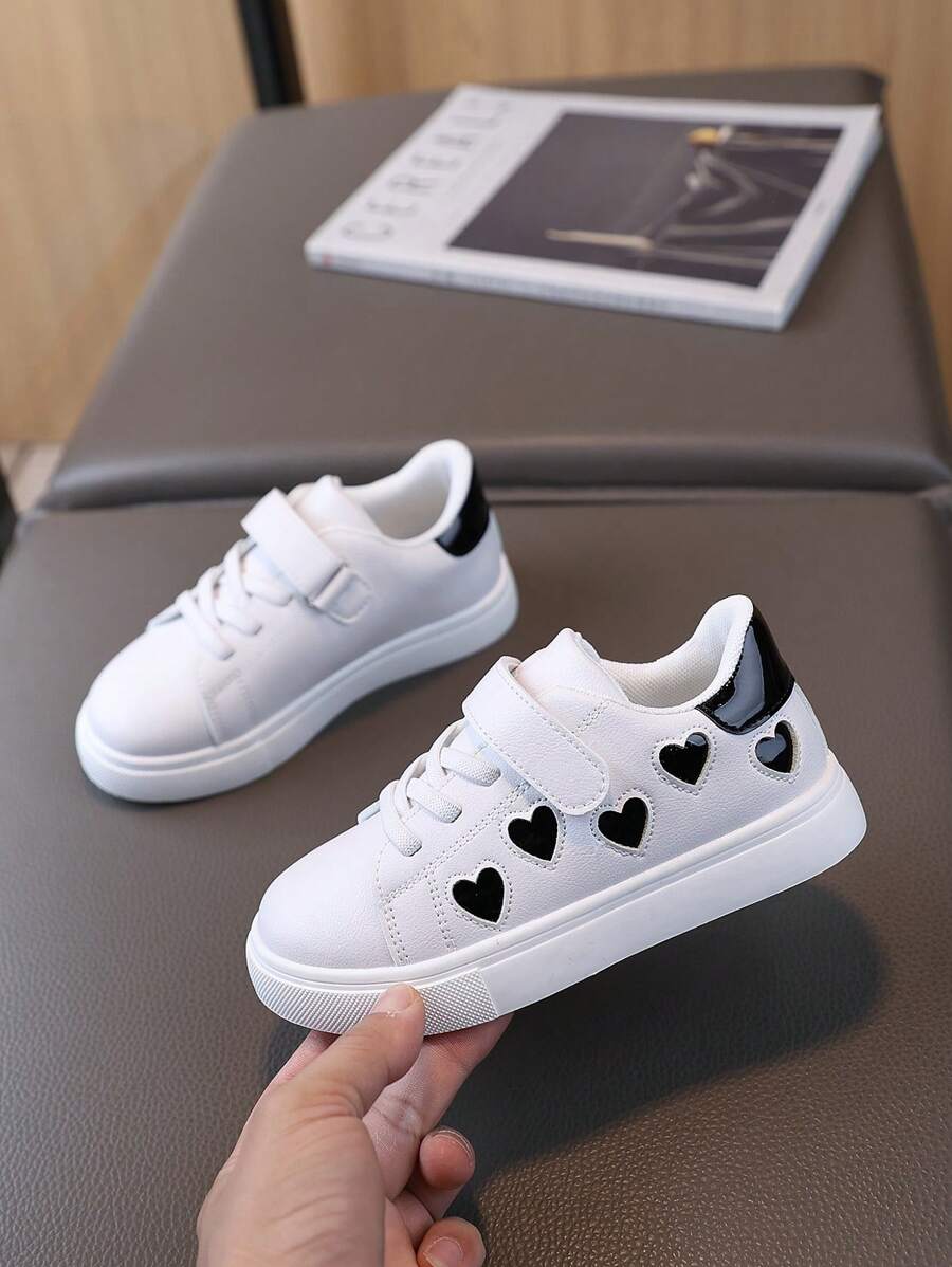 1 双男孩/女孩时尚滑板鞋，日常休闲运动鞋，新款 - 白色 - 查看 1