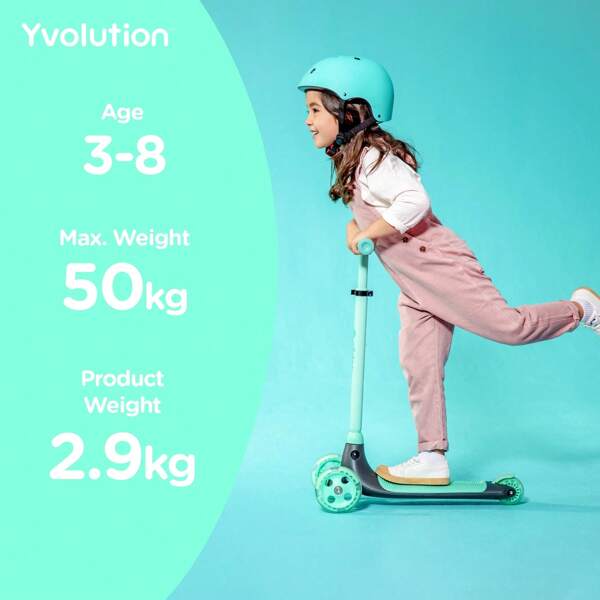Yvolution Glider Pink, 3 Wheels Kids Scooter, Unisex, Ages 3-8 Years, Light-Up Wheels