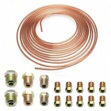 Copper Brake Line Tubing Kit 3/16 OD 25 Foot Coil Roll All Size Fittings - 金色 - 查看 9