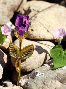 1 Peça Rosa de Vidro Mini Flor de Artificial, Mini Caixa de Presente de Decoração para Dia dos Namorados, Ano Novo, Homecoming, Casamento, Presente de Aniversário (Vem com Caixa de Embalagem de Presente)