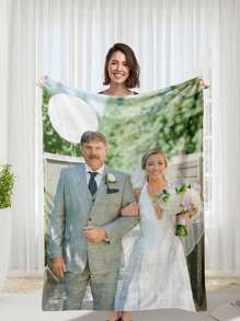 Personalized Anniversary Photo Blanket, Customized Couple Blanket With Photo Collage, Customized Memory Blanket, Girlfriend Birthday Gift Stylish, Hipster, Contracted, Easy Costume, Minimal Chic, Casual, Fashion, Cozy Personalized, Custom, Unique, Customized Football Player Costume, Treasurefinds, Guy Costumes, Custom Football Jersey, Sporty Ideal Gifts For Him, Boyfriend, Family, Friends, For Birthdays, For Vacation/Holiday, For School/Competition, For Sports/Climbing - White - View 2