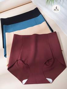 4-Pack Multi Color Women Tummy Control Underwear High Waisted Seamless Panties No Show Postpartum Briefs S-XXL - 彩色 - 查看 8