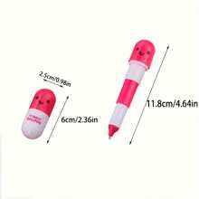 12 bolígrafos con forma de píldora adorables, bolígrafos de cápsula retráctil con diseños de dibujos animados para volver al colegio