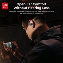 Miniso M98 翻译无线耳塞 开放式无线 5.4 耳机 支持 150 种语言实时翻译耳机 全彩显示屏触摸屏游戏耳机 35 小时播放时间内置麦克风 - 銀色 - 查看 5