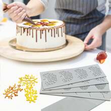 5Pcs/Set Silicone Leaf Shape Fondant Molds Chocolate Mould For Cake Pastry Decor Baking Gumpaste Moulds Decoration Sugar Lace Veil Mat - Grey - View 6