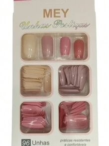 1 Kit 96 False Nails With 4 Assorted Colors Versatile For All Occasions - Màu Hồng  San hô - Xem 1