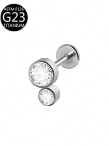 1 pièce Boucle d'oreille en titane G23 et F136 avec strass, anneau de lèvre à filetage interne 16G, bijoux pour piercings