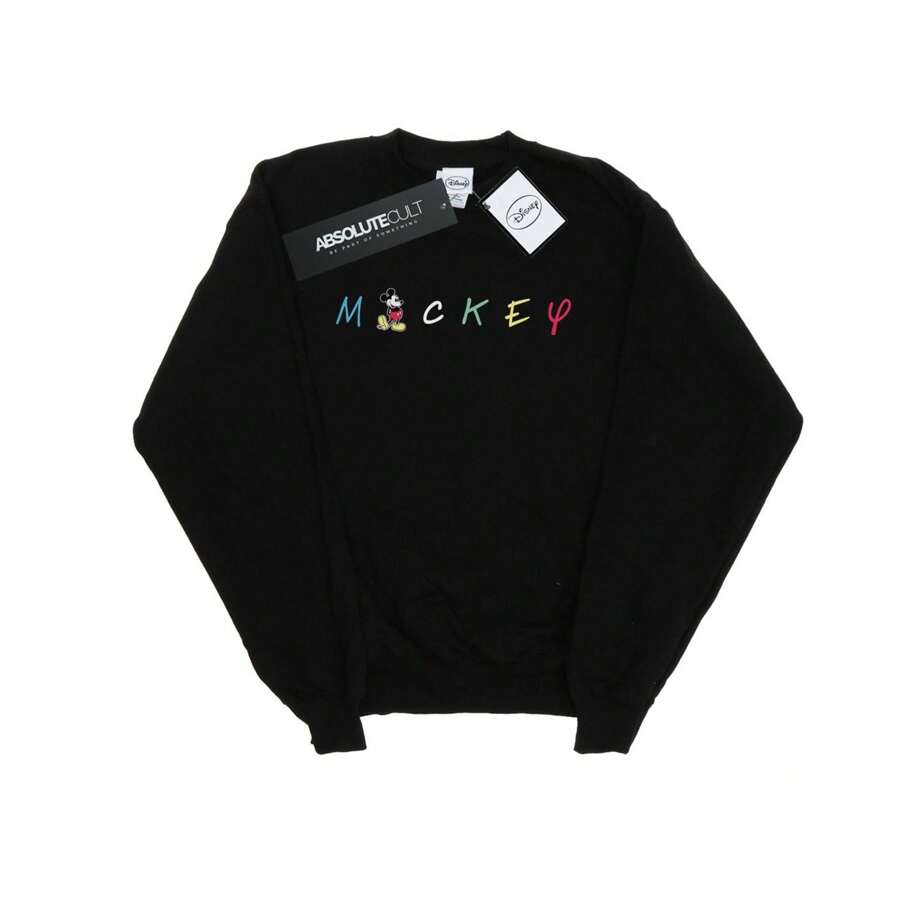 Disney Mens Mickey Mouse Wording Logo Sweatshirt (Black) - 153gsm 50% Cotton/50% Polyester