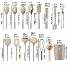 Keidason Conjunto de 15 piezas de utensilios de cocina de silicona - Utensilios de cocina resistentes al calor de hasta 230°C, espátula, pinzas, cuchara, brocha, batidor, conjunto de utensilios de cocina y accesorios para ollas antiadherentes, aptos para lavavajillas