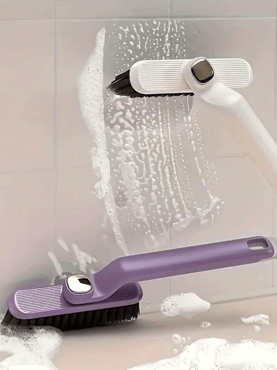 Cepillo de limpieza rotativo 2 en 1 - Plástico morado, cerdas duras a 360°, conector en forma de V, adecuado para baldosas de baño y limpieza de grietas, cepillo de limpieza de juntas de baño multifunción, cepillo de dientes para la limpieza de grietas del hogar 3 en 1 Multifuncional para baldosas, ranuras de puertas y ventanas, plumero, sin ángulos muertos decoración de baño del hogar Verano Regreso a la escuela