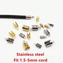 20 个/包 金色不锈钢绳端盖适合 1.5 毫米/2 毫米/2.5 毫米/3 毫米/4 毫米/5 毫米皮绳端盖扣端盖折叠扣项链连接器压接珠用于珠宝制作配件 - 不銹鋼夾扣 - 查看 2
