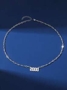 1 szt. Hip-Hop Wind Naszyjnik ze stali nierdzewnej z wisiorkiem z datą urodzenia