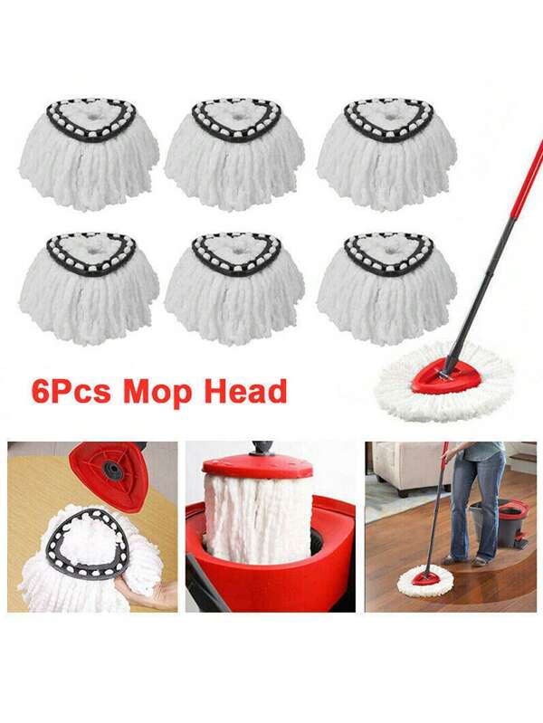 6Pcs Replacement For Mop Heads Refill Turbo Microfibre Spin Mop Easy Wring