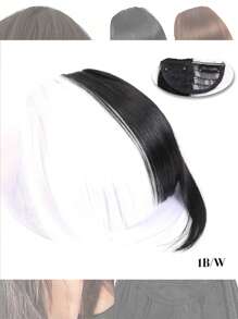 Natural Straight Synthetic Bangs High Temperature Fiber Clip-In Full Bangs With Fringe Of Hair 6 Inch Elegant Women's Clip-In Synthetic Hair Bangs With Sideburns - Perfect For Daily Use & Instant Style Upgrade Synthetic Women's Hair Short Straight Bangs Brown Black Red Wig Clip In Hairpieces For Black Heat Resistant Fiber