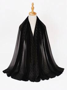 1pc Rhinestone Embellished Women's Chiffon Hijab Scarf Valentines - Multicolor - View 1