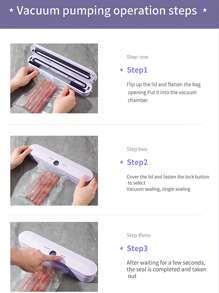 1 pieza Selladora al vacío recargable sin cable, para almacenamiento de alimentos secos/húmedos para extender la frescura, incluye 10 piezas de bolsas de sellado al vacío - Multicolor - Ver 10